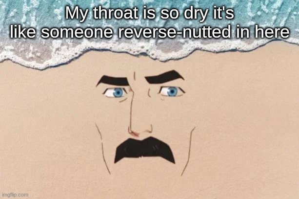 Are You Shore | My throat is so dry it's like someone reverse-nutted in here | image tagged in are you shore | made w/ Imgflip meme maker