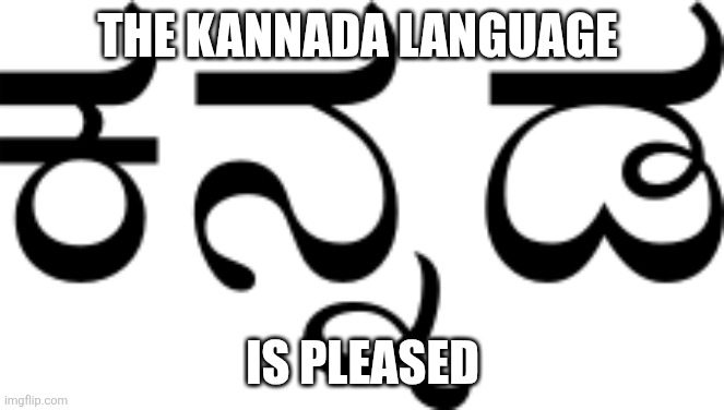 Kannada Language! | THE KANNADA LANGUAGE IS PLEASED | image tagged in kannada language | made w/ Imgflip meme maker
