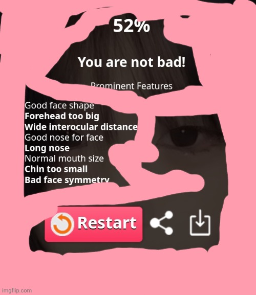I knew I was ugly but damn, also I did this test with most of my face covered withy hair, also no you don't get to see anything | made w/ Imgflip meme maker
