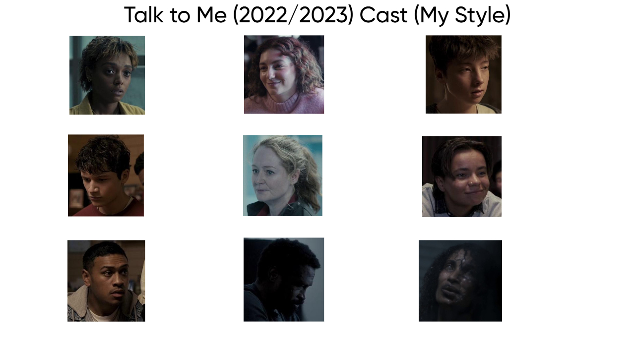 Talk to Me (2022/2023) Cast (My Style) Blank Meme Template