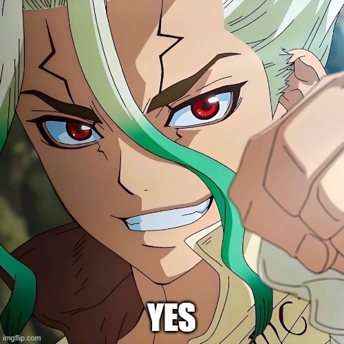 senku | YES | image tagged in senku | made w/ Imgflip meme maker