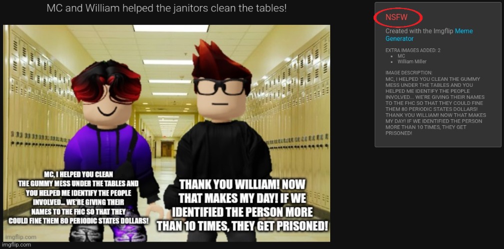 CAN SOMEBODY TELL ME WHY 9anti3 IS NSFW? (OakleyMendelevia: It's edited) | image tagged in 9anti3,mc,william | made w/ Imgflip meme maker