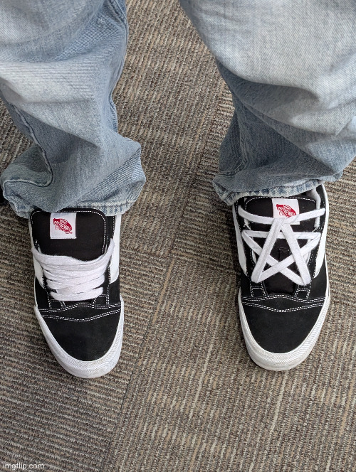 my friend laced my shoes right so I got him a prime | image tagged in shoes,vans,knu skuul,prime,laced,star | made w/ Imgflip meme maker