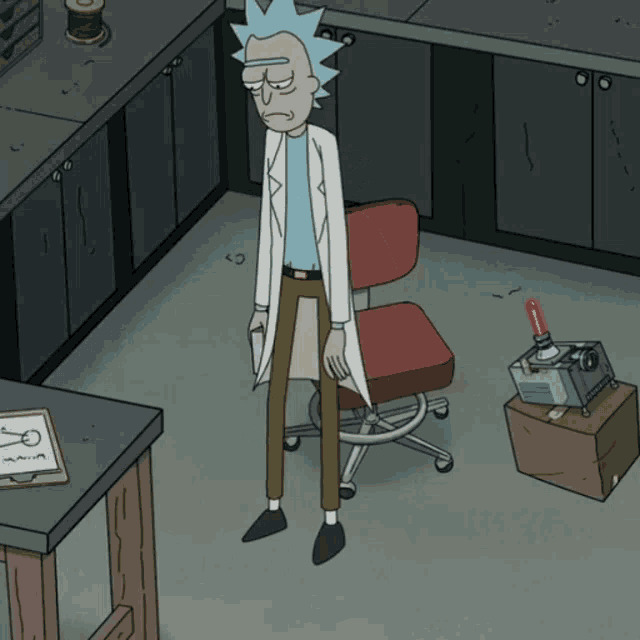 sad rick rick and morty sitting Blank Meme Template