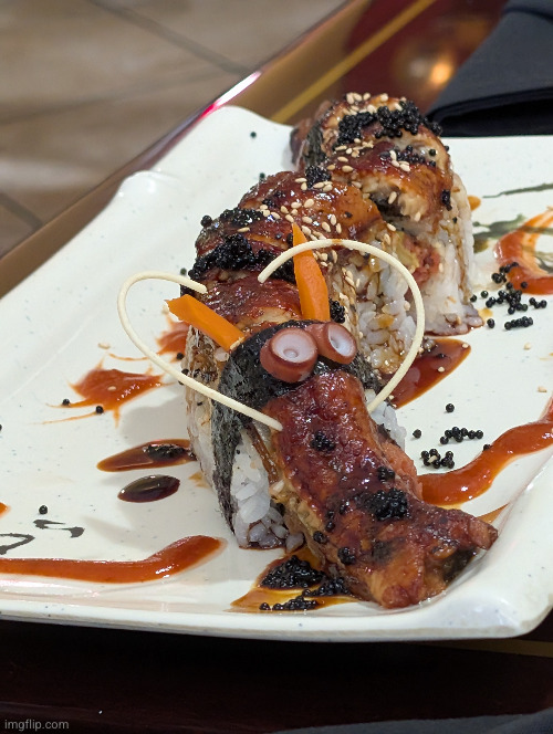 restarted looking sushi dragon | image tagged in sushi,dragon,yum,anime | made w/ Imgflip meme maker