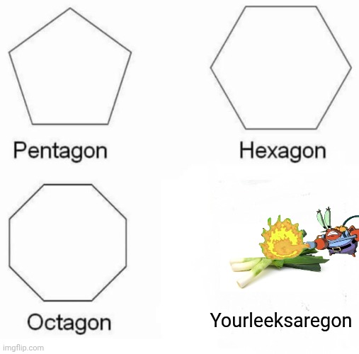 Pentagon Hexagon Octagon | Yourleeksaregon | image tagged in memes,pentagon hexagon octagon | made w/ Imgflip meme maker