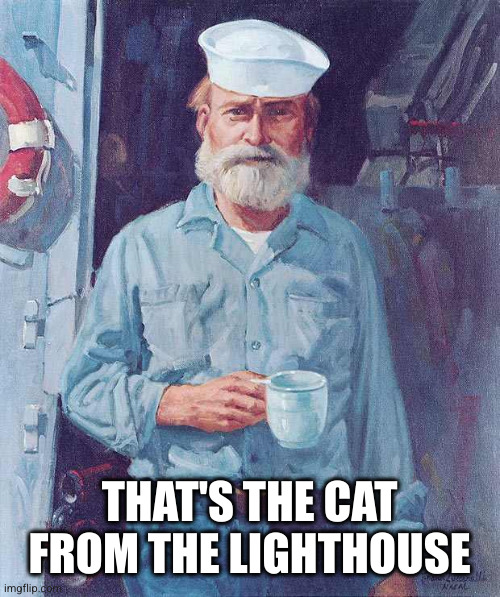 Old sailor  | THAT'S THE CAT FROM THE LIGHTHOUSE | image tagged in old sailor | made w/ Imgflip meme maker