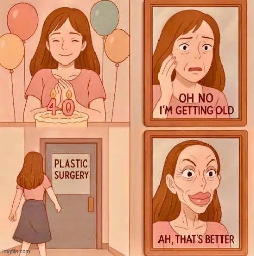 The Sad Truth! | image tagged in aging,gracefully,getting older,embrace it,don't fight it,plastic surgery | made w/ Imgflip meme maker