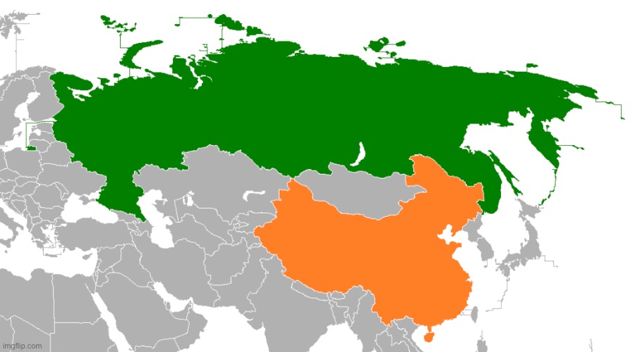 Russia China Map | image tagged in russia china map | made w/ Imgflip meme maker
