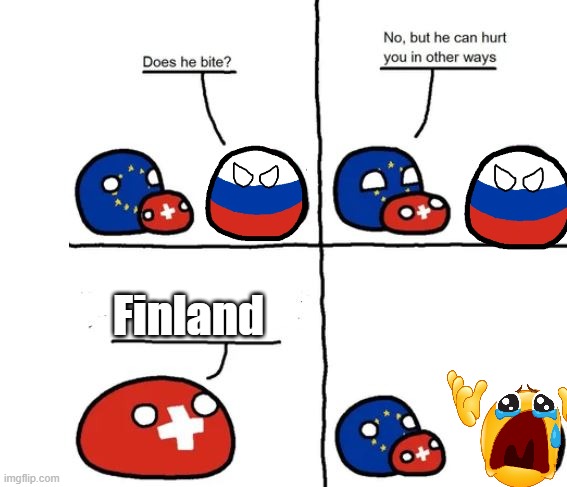 winter war | Finland | image tagged in country balls switzerland does he bite | made w/ Imgflip meme maker