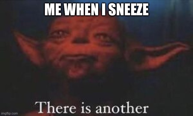 Always two sneezes there are hrmm hrmm yes yes | ME WHEN I SNEEZE | image tagged in yoda there is another | made w/ Imgflip meme maker