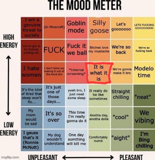 Guh | image tagged in the mood meter | made w/ Imgflip meme maker