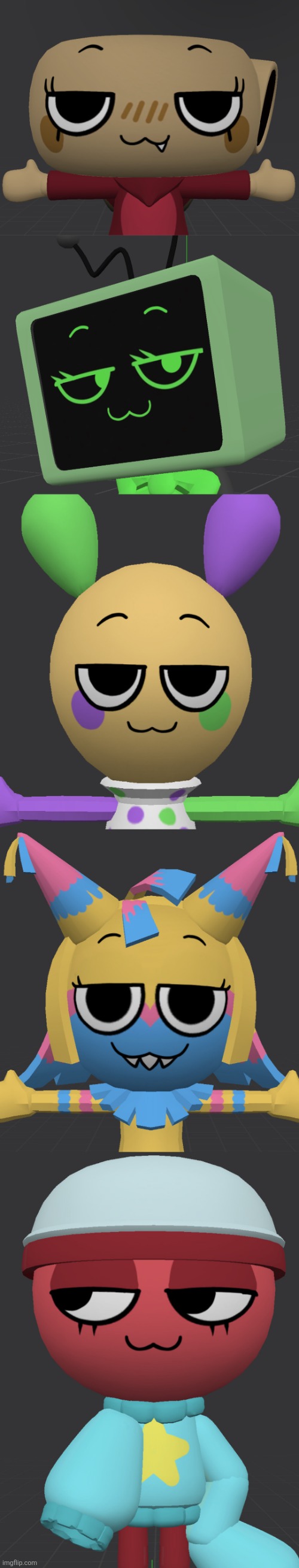 Smugs.mp3 | image tagged in sumg-pocalypse,shelly,vee,looey,yatta,gigi | made w/ Imgflip meme maker