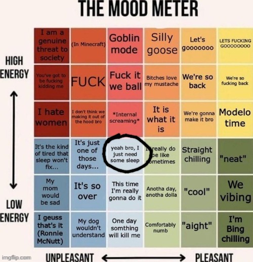 sleepy box | image tagged in the mood meter | made w/ Imgflip meme maker