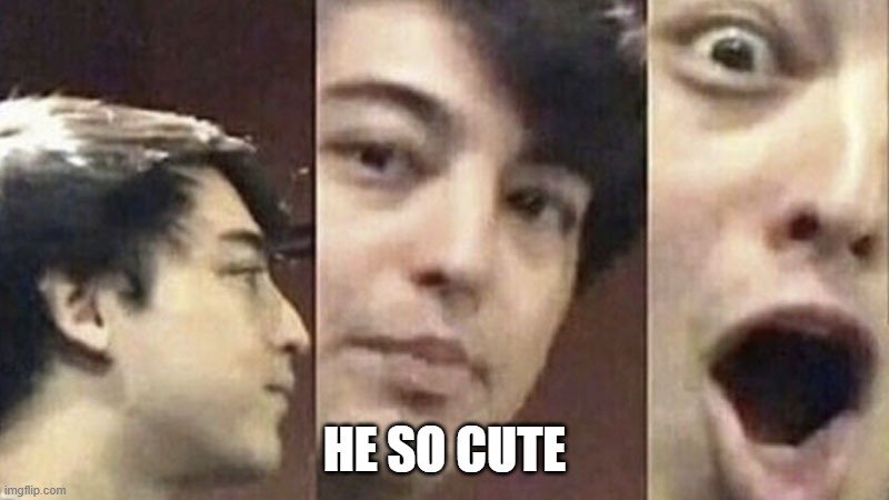 Surprised Joji | HE SO CUTE | image tagged in surprised joji | made w/ Imgflip meme maker