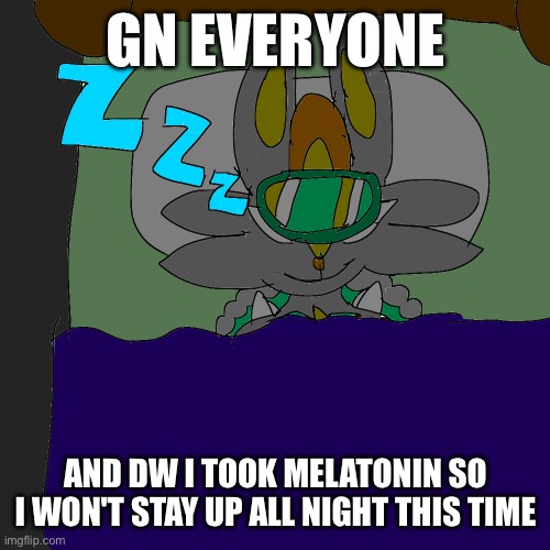Eepy Wabbit | GN EVERYONE; AND DW I TOOK MELATONIN SO I WON'T STAY UP ALL NIGHT THIS TIME | made w/ Imgflip meme maker