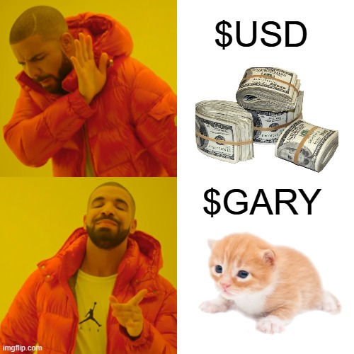 Gary over USD | $USD; $GARY | image tagged in memes,drake hotline bling | made w/ Imgflip meme maker