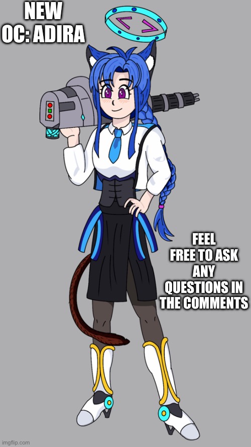 I don’t have sprites yet, and I’m going to bed, so I’ll answer questions in the morning. Also, sizing reference in the comments | NEW OC: ADIRA; FEEL FREE TO ASK ANY QUESTIONS IN THE COMMENTS | image tagged in oc,new oc,undertale,understream,blue archive,dragon ball | made w/ Imgflip meme maker