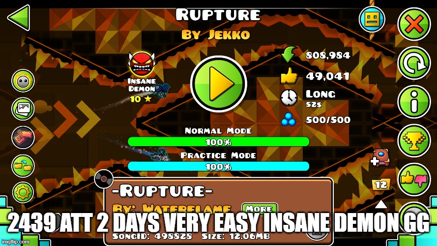2439 ATT 2 DAYS VERY EASY INSANE DEMON GG | made w/ Imgflip meme maker