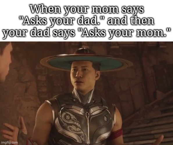 Big bruh moment. | When your mom says "Asks your dad." and then your dad says "Asks your mom." | image tagged in memes,mom,dad,bruh | made w/ Imgflip meme maker