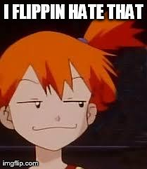 Derp Face Misty | I FLIPPIN HATE THAT | image tagged in derp face misty | made w/ Imgflip meme maker