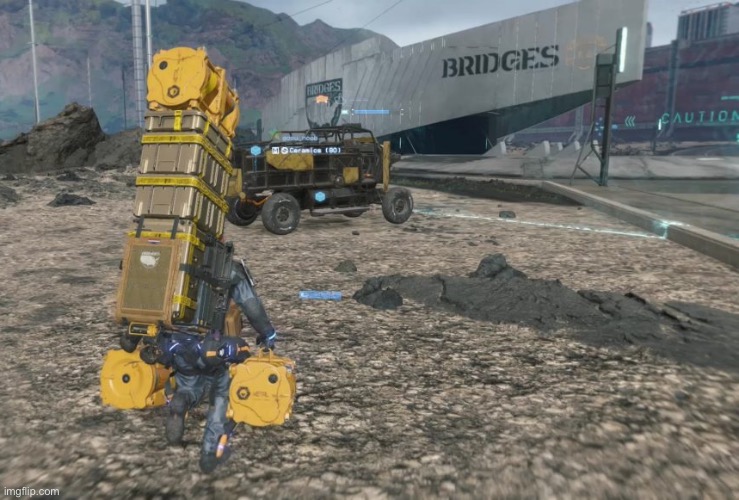 Keep on keeping on | image tagged in death stranding cargo | made w/ Imgflip meme maker