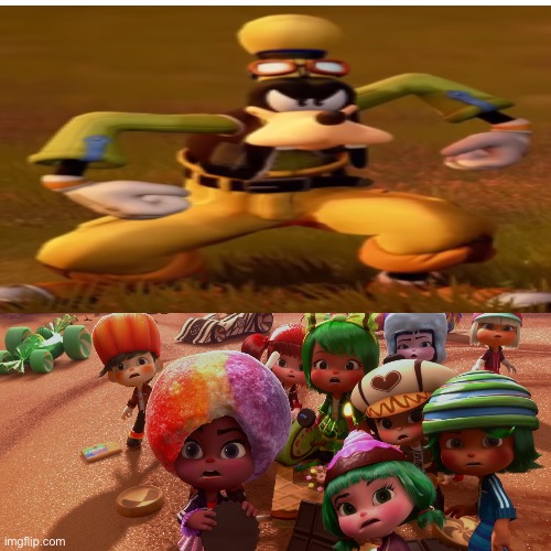 Goofy Gets Angry at The Sugar Rush Racers | image tagged in disney,kingdom hearts,goofy,sugar rush,wreck it ralph,mickey mouse | made w/ Imgflip meme maker
