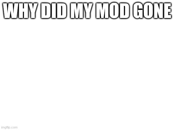 Blank White Template | WHY DID MY MOD GONE | image tagged in blank white template | made w/ Imgflip meme maker