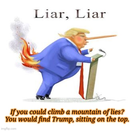 The King of lies | If you could climb a mountain of lies?
You would find Trump, sitting on the top. | image tagged in donald trump,maga,lies,liar,lying,golfing | made w/ Imgflip meme maker