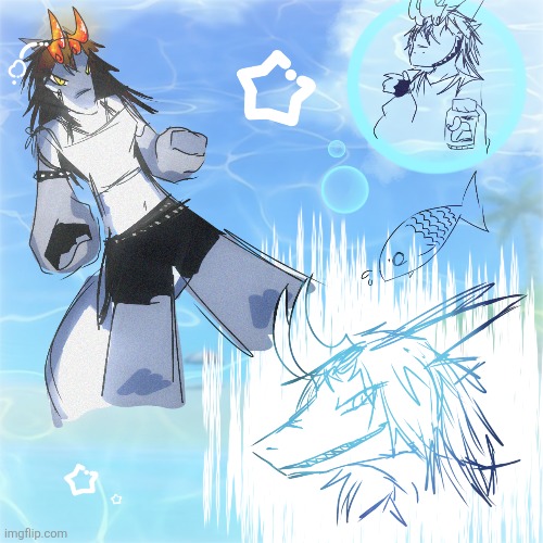 Felt like working on sharks with Chicken Scratching (I'm too lazy to lineart properly) | made w/ Imgflip meme maker