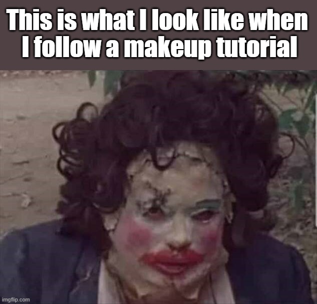 This is what I look like when 
I follow a makeup tutorial | image tagged in makeup | made w/ Imgflip meme maker