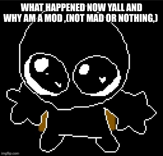 Zero goober | WHAT HAPPENED NOW YALL AND WHY AM A MOD ,(NOT MAD OR NOTHING,) | image tagged in zero goober | made w/ Imgflip meme maker
