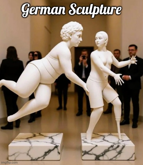 Just when you thought it couldn't get worse , there's . . . | German Sculpture | image tagged in germany,art,flying woman,don't do drugs,why does this exist | made w/ Imgflip meme maker