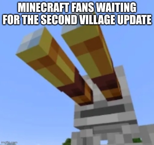 PhoenixSC skeleton | MINECRAFT FANS WAITING FOR THE SECOND VILLAGE UPDATE | image tagged in phoenixsc skeleton | made w/ Imgflip meme maker
