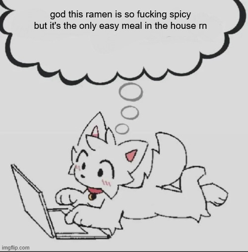 like it's good but OW | god this ramen is so fucking spicy but it's the only easy meal in the house rn | made w/ Imgflip meme maker