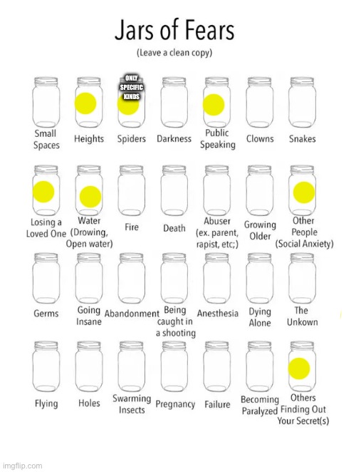 Jar of fears clear version | ONLY SPECIFIC KINDS | image tagged in jar of fears clear version | made w/ Imgflip meme maker