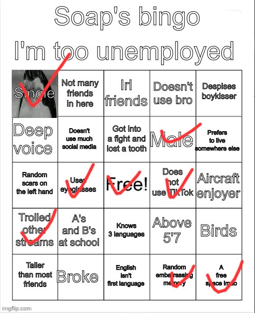 Soap's bingo | image tagged in soap's bingo | made w/ Imgflip meme maker