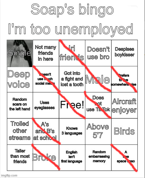 Soap's bingo | image tagged in soap's bingo | made w/ Imgflip meme maker