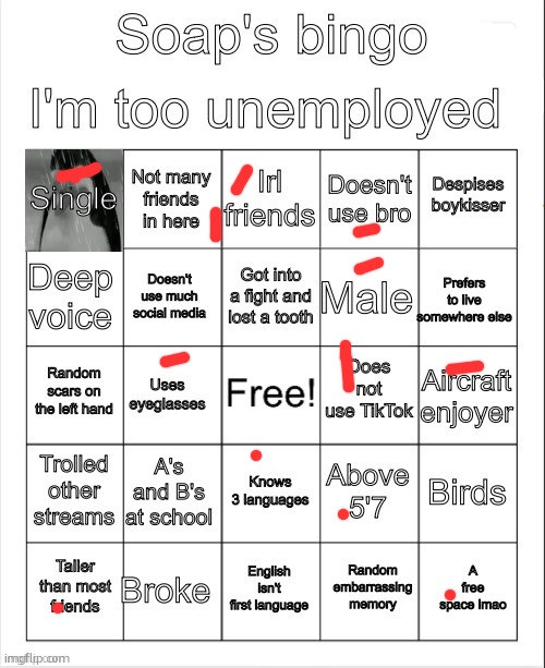 Soap's bingo | image tagged in soap's bingo | made w/ Imgflip meme maker