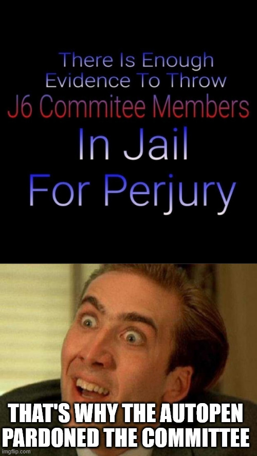Criminal J6 committee | THAT'S WHY THE AUTOPEN PARDONED THE COMMITTEE | image tagged in criminal,j6 committee,needed their pardons | made w/ Imgflip meme maker