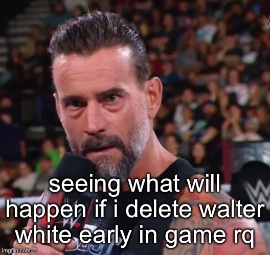 CM Punk | seeing what will happen if i delete walter white early in game rq | image tagged in cm punk | made w/ Imgflip meme maker