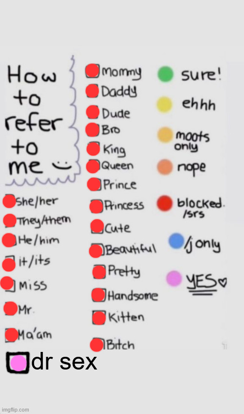 How To Refer To Me :) | dr sex | made w/ Imgflip meme maker
