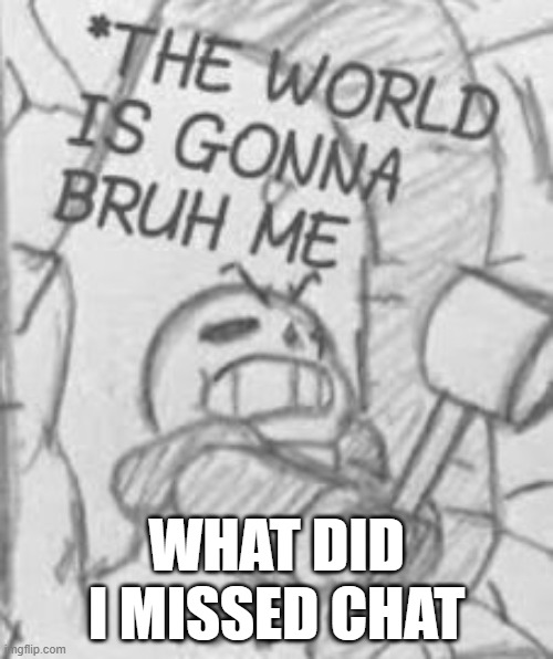 Don't ask why I'm using this temp a lot :] | WHAT DID I MISSED CHAT | image tagged in epic sans the world is gonna bruh me | made w/ Imgflip meme maker