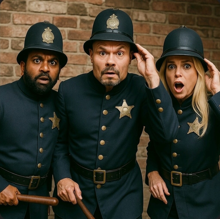 Keystone Cops Kash Patel Coconut Dan & Pam Bondi Blank Meme Template