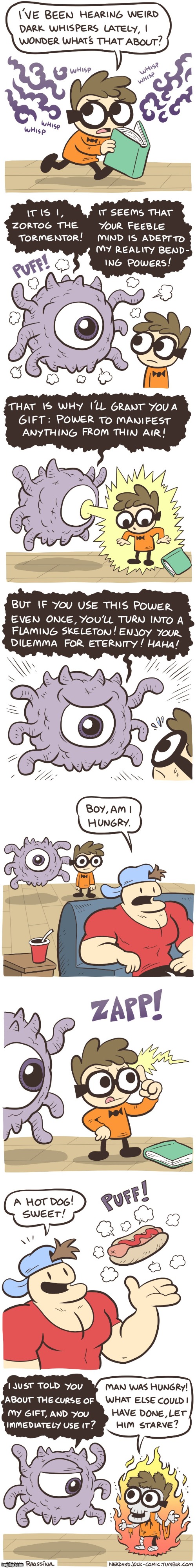 image tagged in nerd,demon,curse,jock,hot dog,skeleton | made w/ Imgflip meme maker