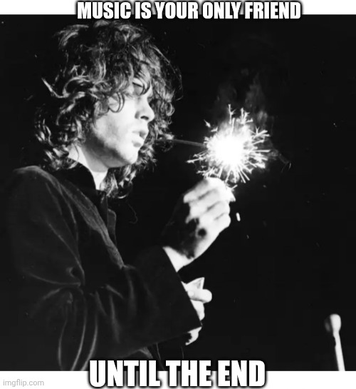 DOORS | MUSIC IS YOUR ONLY FRIEND; UNTIL THE END | image tagged in jim morrison,the doors | made w/ Imgflip meme maker