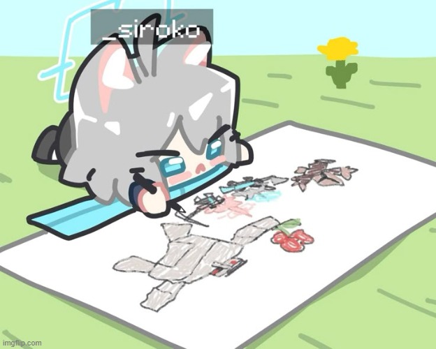 Credit goes to their respective owners :D | image tagged in bruh,shiroko,minecraft,cute | made w/ Imgflip meme maker