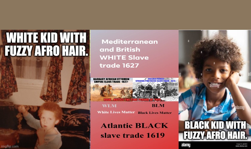 White people and black people can have braids and frizzy hair. | WHITE KID WITH FUZZY AFRO HAIR. BLACK KID WITH FUZZY AFRO HAIR. | image tagged in memes,waiting skeleton,blm,racism | made w/ Imgflip meme maker