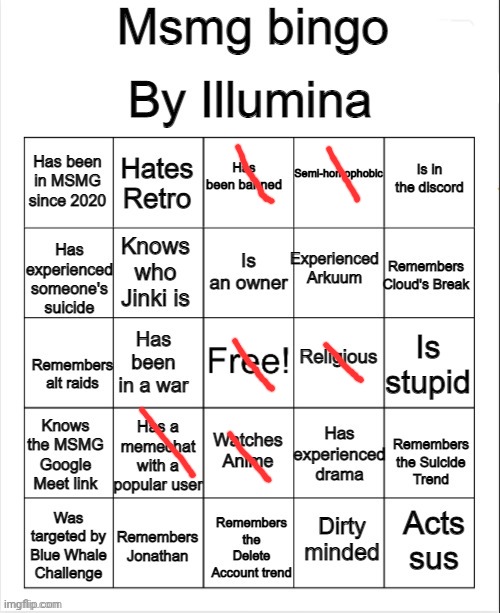 MSMG bingo | image tagged in msmg bingo | made w/ Imgflip meme maker