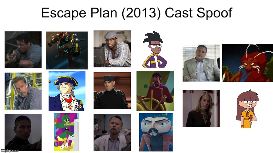 Credit to Waldness Topic International for this used | image tagged in meme,memes,spoof cast,escape plan,characters,roles | made w/ Imgflip meme maker